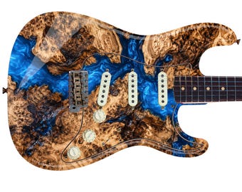 Guitar Vinyl Wrap Skins The Burlwood Resin River Laminated Vinyl Print for Guitars or Bass