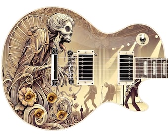 The Art Nouveau Zombie Gig Guitar Cover Skin Wrap - Laminated Printed Vinyl Sticker Decal - Fits most Guitars and Basses.