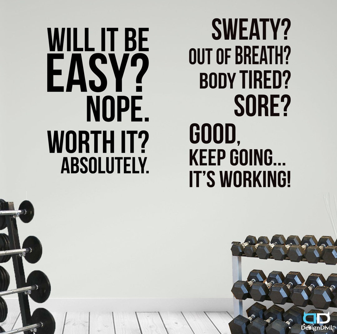 2 Large Home Gym Motivational Wall Art Decal Quotes Fitness Exercise. Gym Art. Gym Decor. Wall