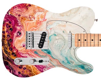 Swirling Abstract Fluid Art Guitar Vinyl Wrap – Laminated Printed Vinyl Skin Decal