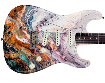 Guitar Skin Wraps The Swirling Copper Laminated Airlease Vinyl Print for Guitars or Bass