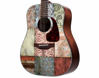 Acoustic/Electric Guitar Skin Wrap Vinyl Decal Sticker 'Bohemian Patches' GS146