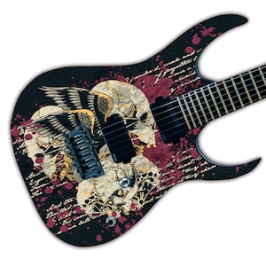 Guitar Skin Wrap Laminated Vinyl Sticker Decal for any Guitar Death Metal GS17