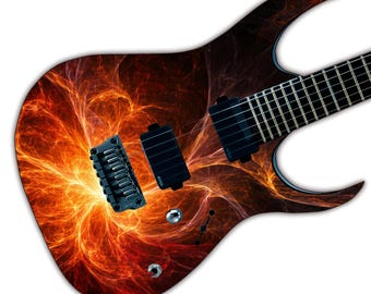 Cosmic Ember Swirl Guitar Skin Wrap – Laminated Vinyl Sticker Decal