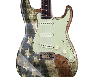 Guitar Skin Wrap Laminated Vinyl Sticker Decal for any Guitar USA Flag GS20