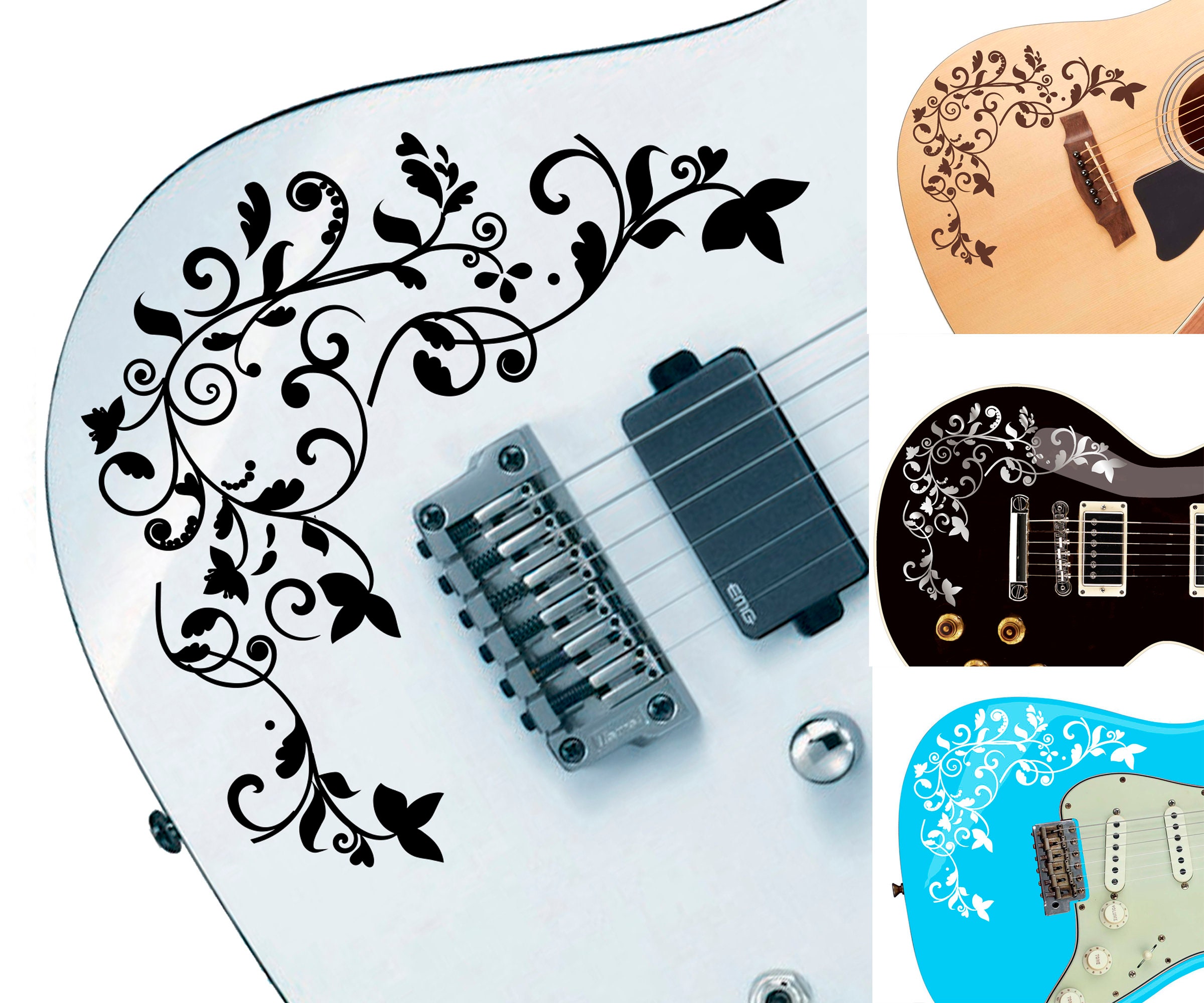 Sticker guitare personnalisé Sticker Vine of Life pour guitares, basses et  instruments de musique, 8 couleurs au choix. -  France