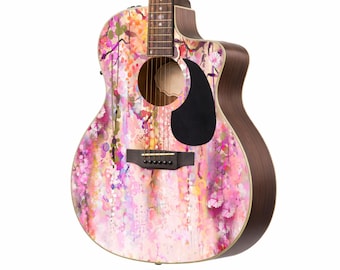 Acoustic/Electric Guitar Skin Wrap Vinyl Decal Sticker 'Cherry Blossom Rain' GS155