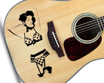 The Pin Up Girl Guitar Decal Stickers. For Guitars, Basses & Musical instruments.