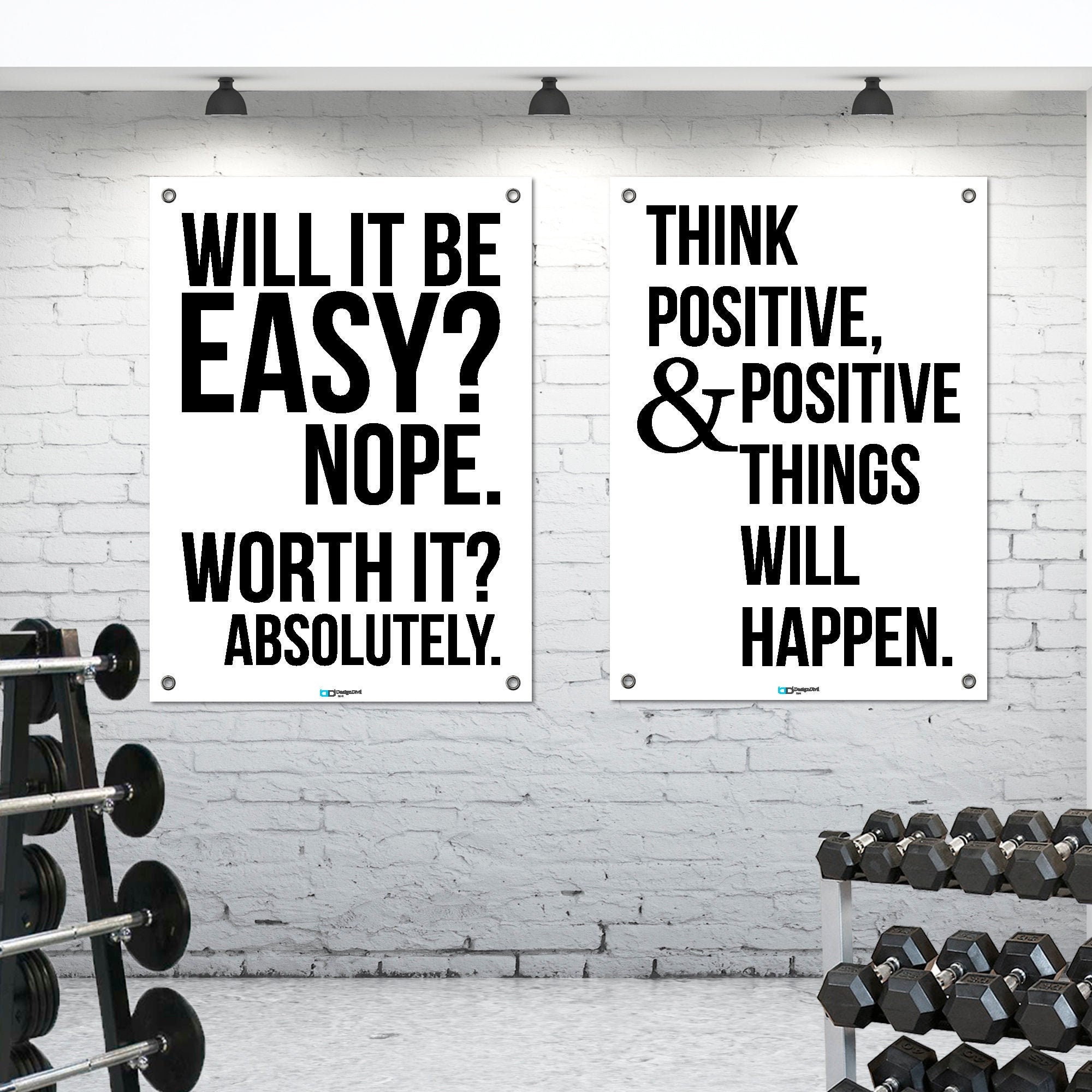 Double Large Gym Vinyl Banner Wall Posters Motivational Quote Etsy