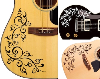 Custom Made Flower Swirl Sticker Fits Guitars & Basses,choose from 8 colour options.