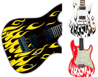 Custom Guitar Hod Rod Flame Sticker Decals Fits all Guitars & Basses, 8 colour options.