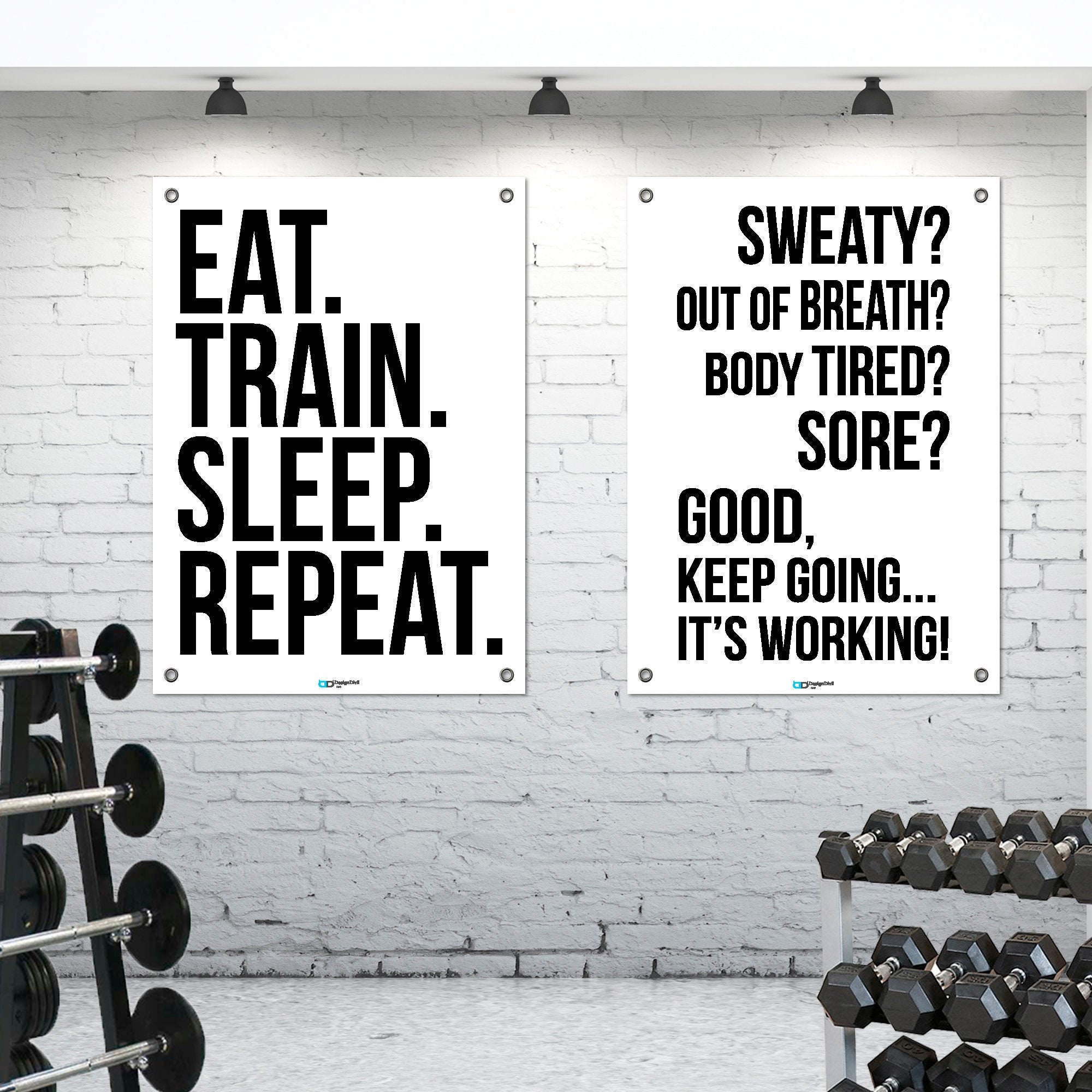 Double Large Gym Vinyl Banner Wall Posters Motivational Quote Etsy