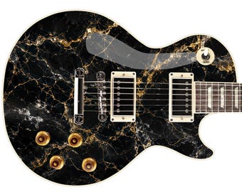 Guitar Vinyl Wrap Skins The Black Marble Laminated Vinyl Print for Guitars or Bass