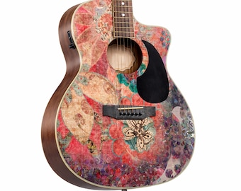 Acoustic/Electric Guitar Skin Wrap Vinyl Decal Sticker 'Bohemian Flower' GS145