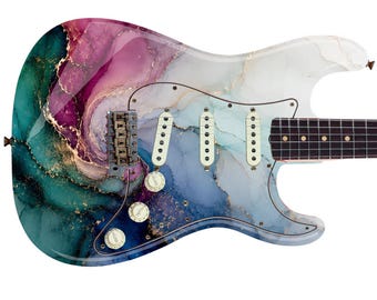 Guitar Vinyl Wrap Skins The Ethereal Ink Laminated Vinyl Print for Guitars or Bass