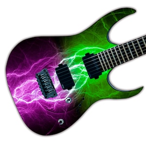 Guitar/Bass Skin Axe Wrap Re Skin Vinyl Decal Sticker Neon Lightning GS122