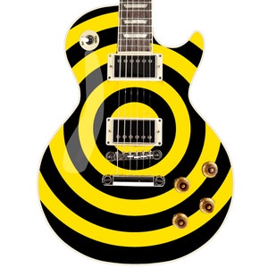 Bullseye Guitar Laminated Skin Wrap Vinyl Decal Stickers Guitar/Bass. Yellow & Black GS33