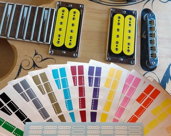 Guitar Pickup Inlay Decal Stickers. 7 different Pick up Sizes. 15 Colour Options.