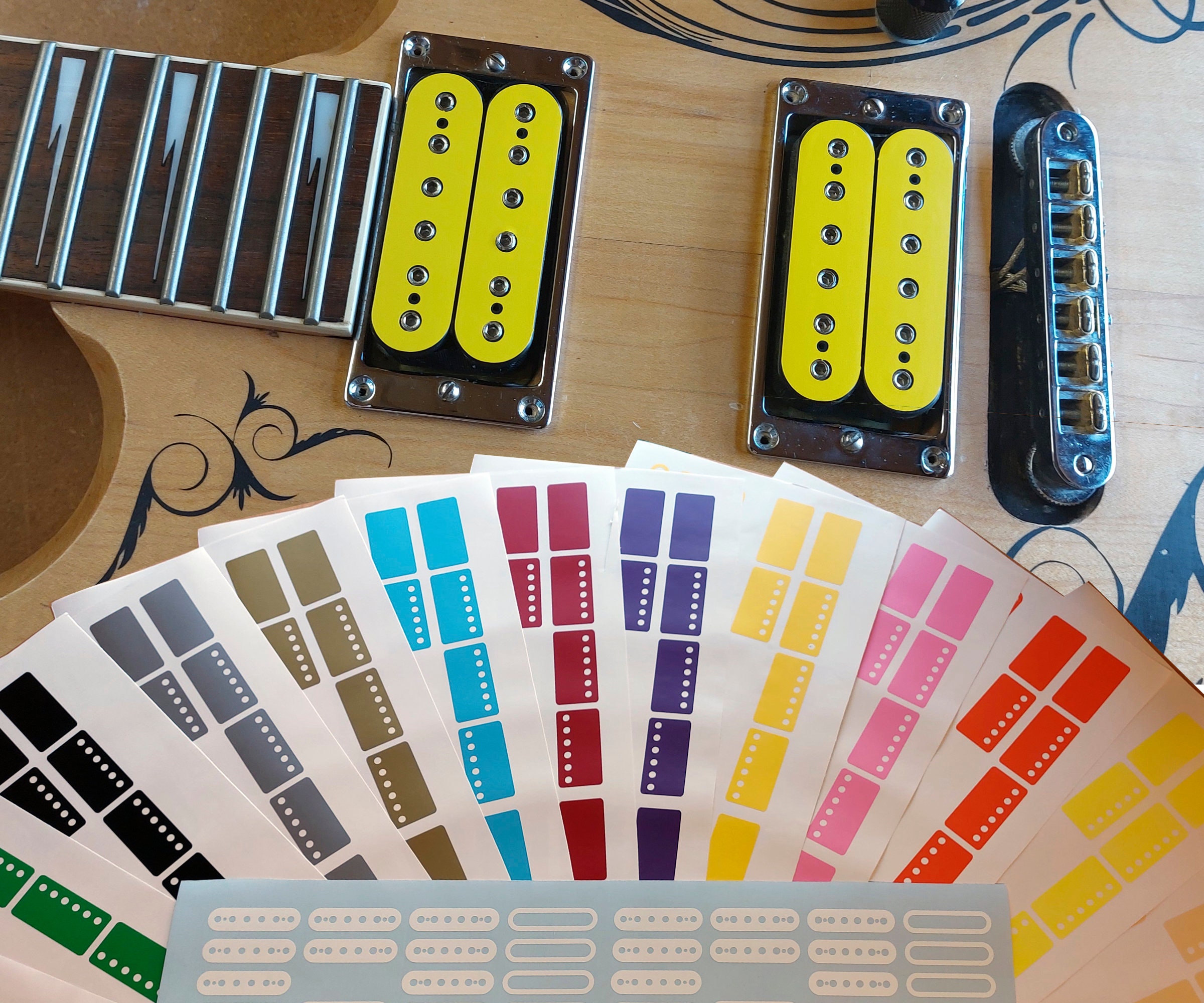 ギター ピックアップ インレイ デカール ステッカー。7 種類の