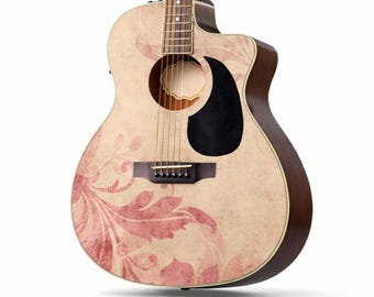 Acoustic/Electric Guitar Skin Wrap Vinyl Decal Sticker 'Vintage Leaf' GS149