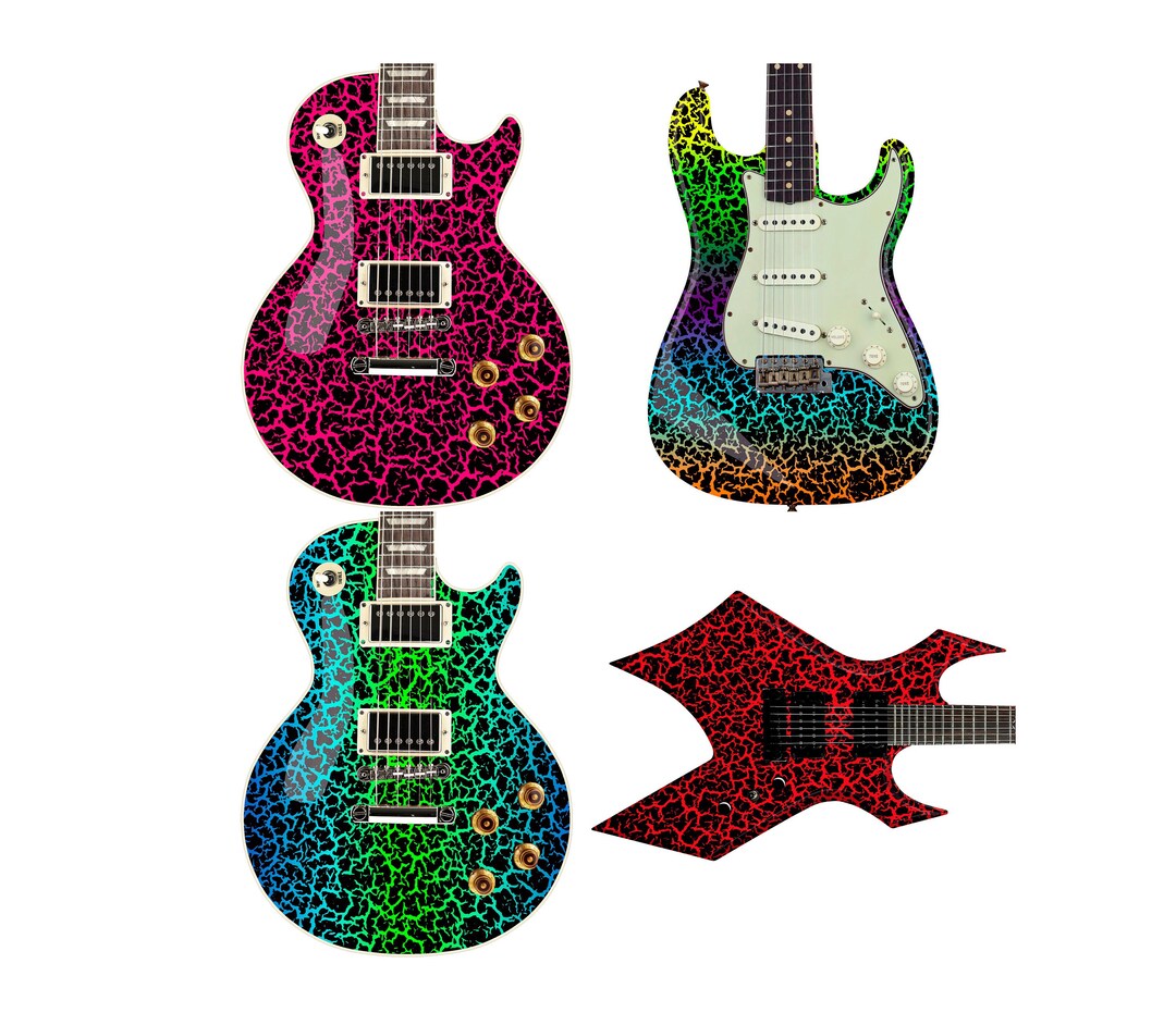 80's Metal Crackle Paint Selection Guitar/bass Skin Wrap Sticker Skins