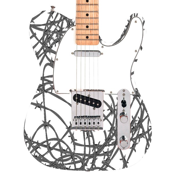 Guitar, Bass or Acoustic Skin Wrap Laminated Vinyl Decal Sticker. Laminate Bubble Free Air. The Barb Wire GS99