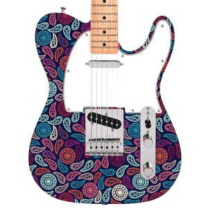 Guitar, Bass or Acoustic Skin Wrap Laminated Vinyl Decal Sticker. 70&#39;s Paisley GS62