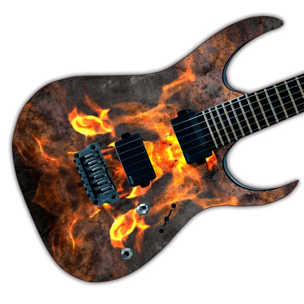 Guitar, Bass or Acoustic Skin Wrap Laminated Vinyl Decal Sticker. Laminate Bubble Free Air. Butterfly Fire GS67