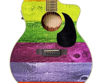 Acoustic/Electric Guitar Skin Wrap Vinyl Decal Sticker 'Rainbow Panels' GS151