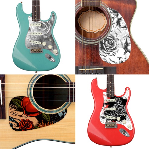 Guitar Custom PickGuard Sticker Skins. Customise your own existing Pickguard, Headstock, Tremolo Cover plate. 4 options, The Roses