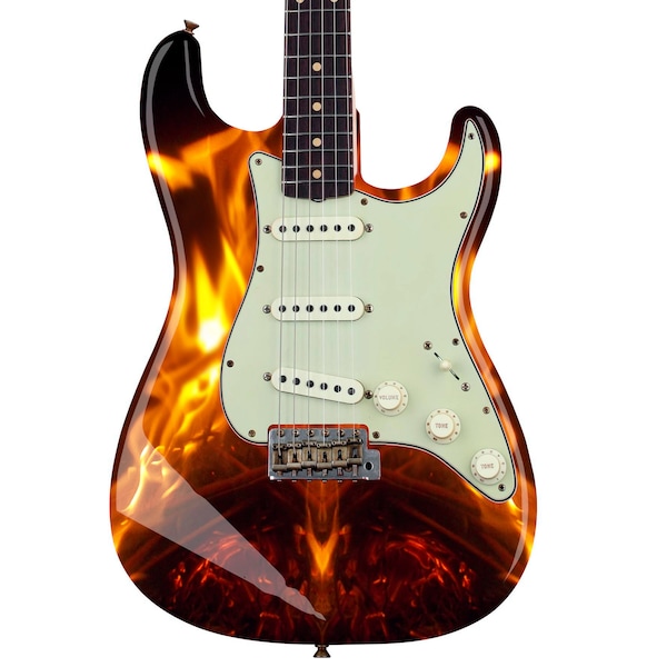 Guitar, Bass or Acoustic Skin Wrap Laminated Vinyl Decal Sticker The Flaming GS69