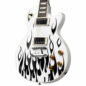 Adesivos personalizados com estampa de chamas para guitarras e baixos, disponíveis em 8 cores.
