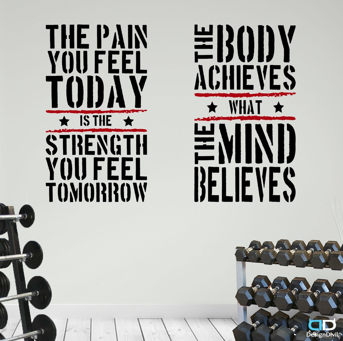 2 Large Gym Fitness Motivational Wall Art Decal Stickers. Etsy