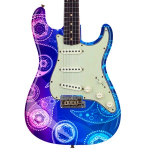 Guitar, Bass or Acoustic Skin Wrap Laminated Vinyl Decal Sticker. Laminate Bubble Free Air. 80&#39;s Paisley GS63