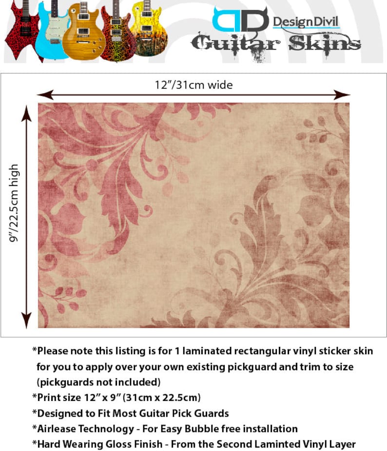 Guitar Custom Pickguard Sticker Skins. Customise Your Own Existing ...