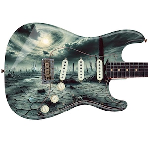Guitar &#39;The Aftermath&#39; Horror Fan Custom Skin Wrap - Laminated Printed Vinyl Sticker Decal - Fits most Guitars and Basses.