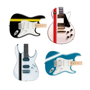 Customized Racing Stripe Decal Stickers for Guitars, Basses & Musical Instruments. 8 Colour Choices.