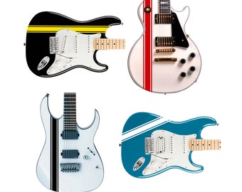 Aangepaste Racing Stripe-stickers voor gitaren, bassen en muziekinstrumenten. 8 kleurkeuzes.