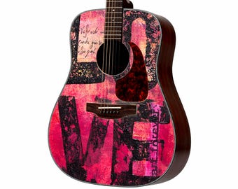 Acoustic/Electric Guitar Skin Wrap Vinyl Decal Sticker 'Love Music' GS153