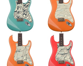 Guitar Custom PickGuard Sticker Skins. Customise your own existing Pickguard, Headstock, Tremolo Cover plate. 4 options, The Swirls