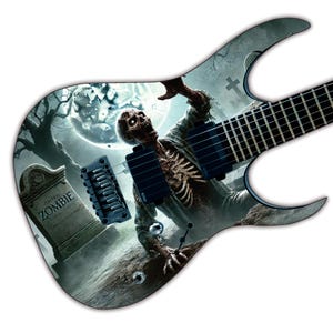 &quot;Gitarre oder Bass &quot;&quot;Night of the Dead&quot;&quot; Horror Fan Custom Skin Wrap - laminierter gedruckter Vinyl Aufkleber Aufkleber.&quot;