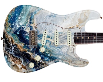 Swirling Currents Guitar Vinyl Wrap – Laminated Printed Vinyl Skin Decal