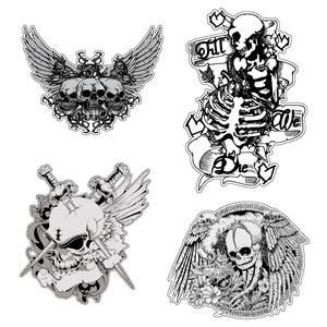 The Death Skulls 4 pack Decal Stickers. For Guitars & Basses. Also suitable for Gaming Consoles, Laptops, Walls, or any flat smooth surface.