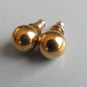 Vintage Gold Tone Ball Stud Post Earrings Free Shipping