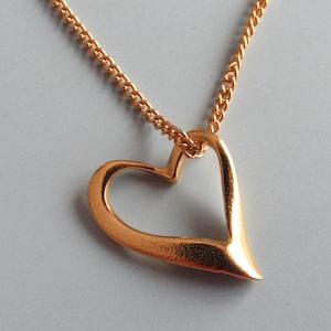 Vintage Gold Tone Heart Pendant Necklace Free Shipping