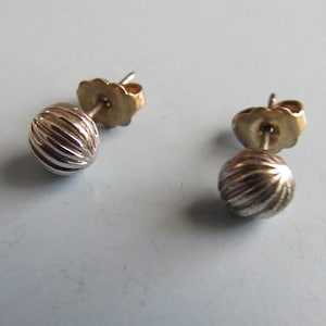 Vintage Silver Tone Ball Stud Post Earrings Free Shipping