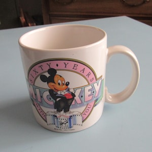 Vintage Mickey Mouse Sixty Years with You Mug 1988 Applause Free Shipping image 1