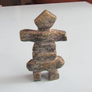 Vintage Carved Stone Inukshuk Inuit Signed Free Shipping