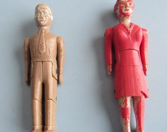 Lot of 2 Vintage Renwal Dollhouse Figures Mother Son 1940s 1:12 Scale Free Shipping