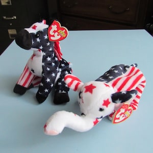 Vintage Ty Lefty & Righty Beanie Babies 2000 Free Shipping